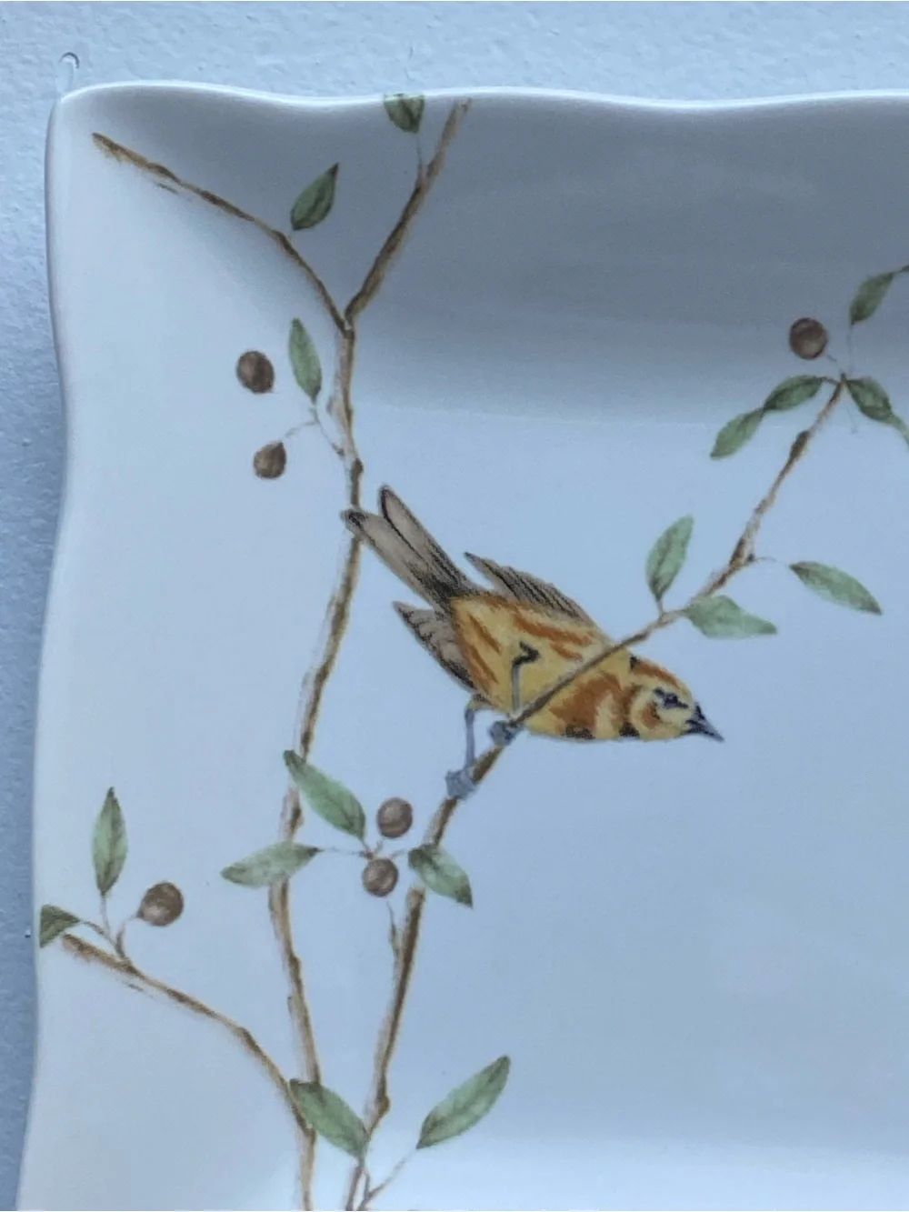 Bird Trinket Dish 222 Fifth EARLY BIRD Appetizer Plate yellow Songbird 5.25